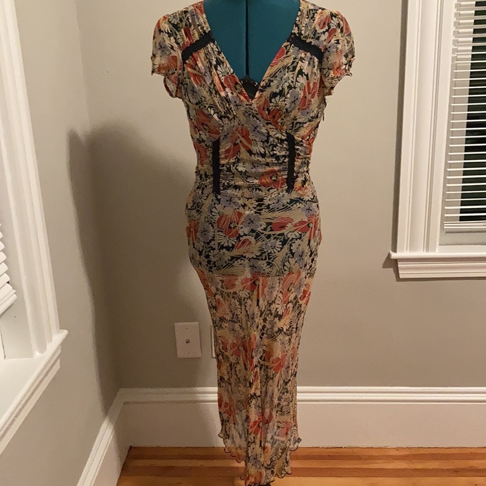 Vintage Free People floral midi dress. Size 4.